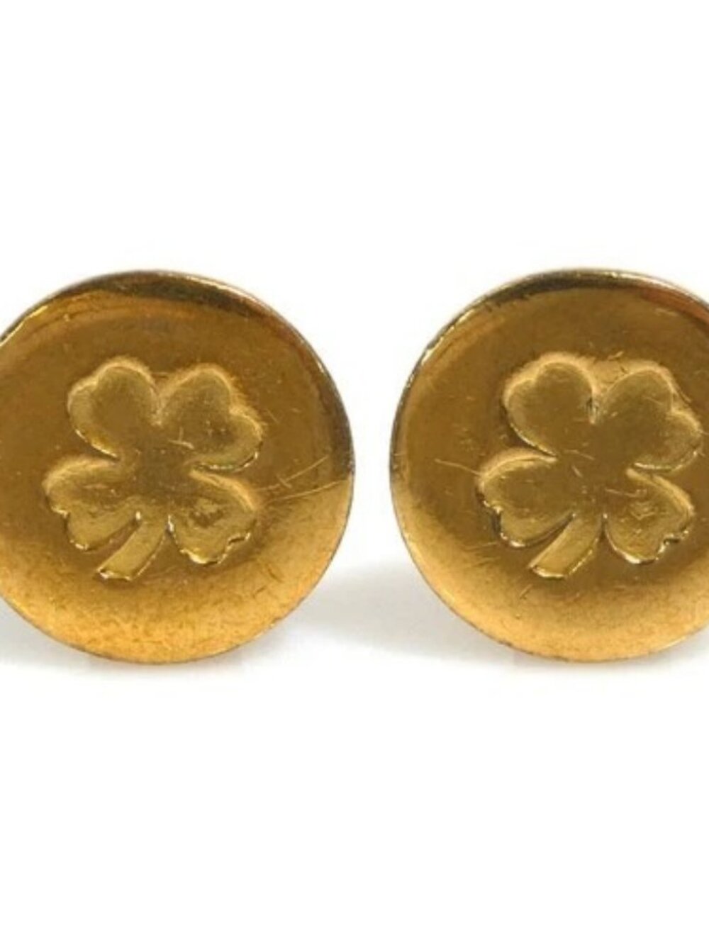 Auth CHANEL Vintage Clover Clip on Earrings Gold Metal - e61710i